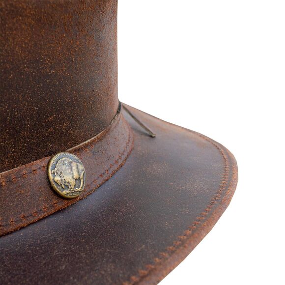 2252 Leather Cowboy Hat For Men Women Western Australian Outback Hat main image 5